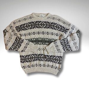 VTG Fair Isle Nordic Pattern 100% Cotton Made in USA 417  Van Heusen Sweater XL